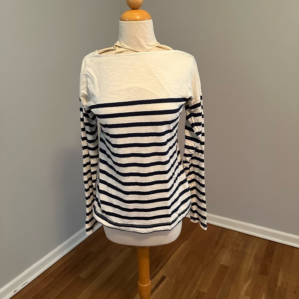 Loft Striped blue and white boatneck long sleeve shirt woman’s small nautical